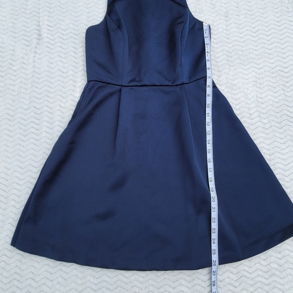 BCBGeneration Navy Fit/Flare Satin and Lace Dress Size 8 - Picture 13 of 13